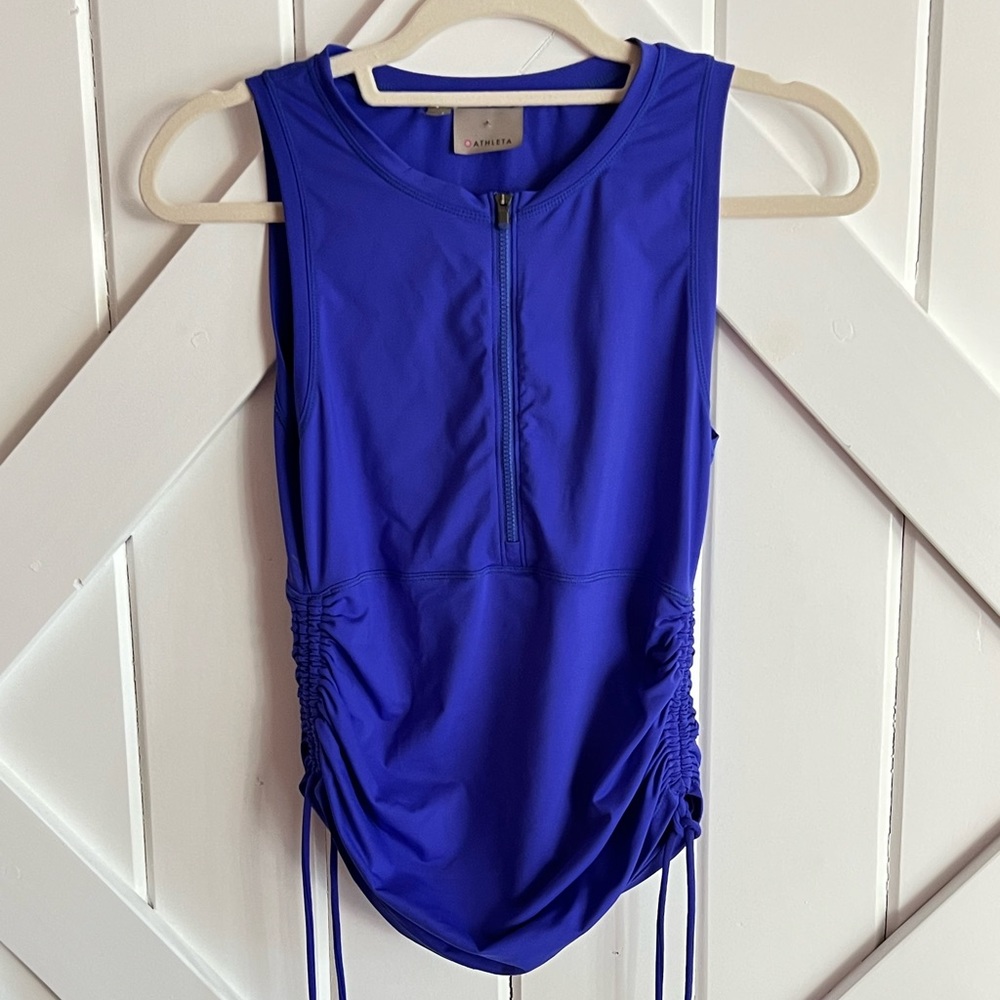 Athleta Top Zip Front Sleeveless Top